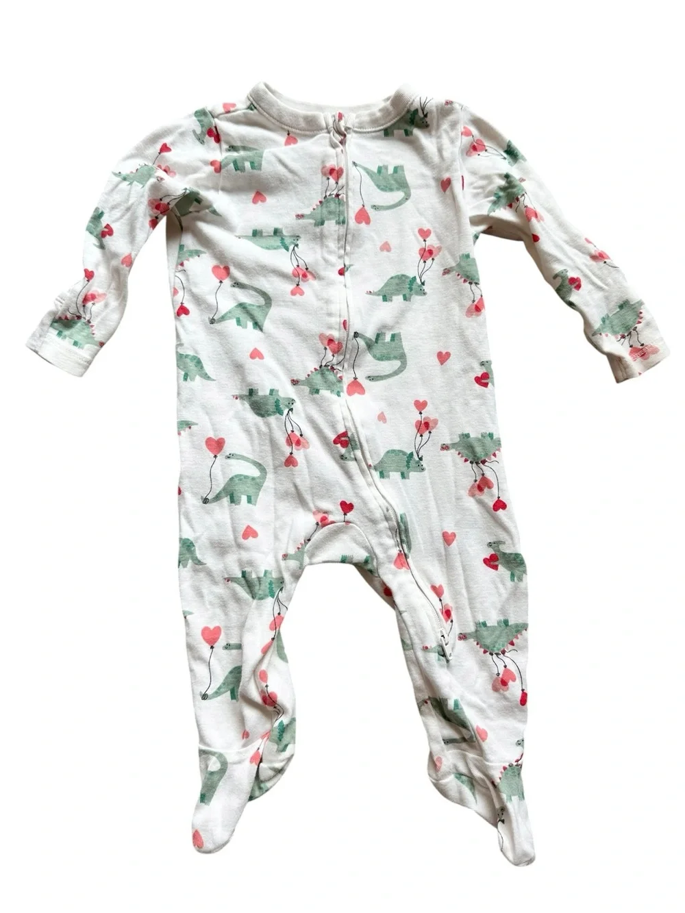 Old Navy lot of 3 footed two way zip closure Valentine’s sleeper footed pajamas